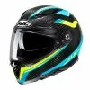 Fibra Casco Hjc F70 Carbon Ubis Aqua Nero