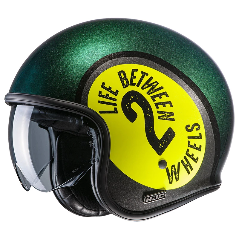 Custom Casco Hjc V30 Harvey Verde Giallo 1 Custom Casco Hjc V30 Harvey Verde Giallo